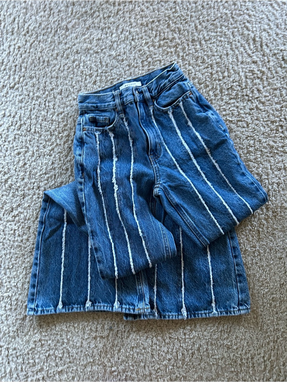 PacSun Blue Striped Wide Leg Jeans